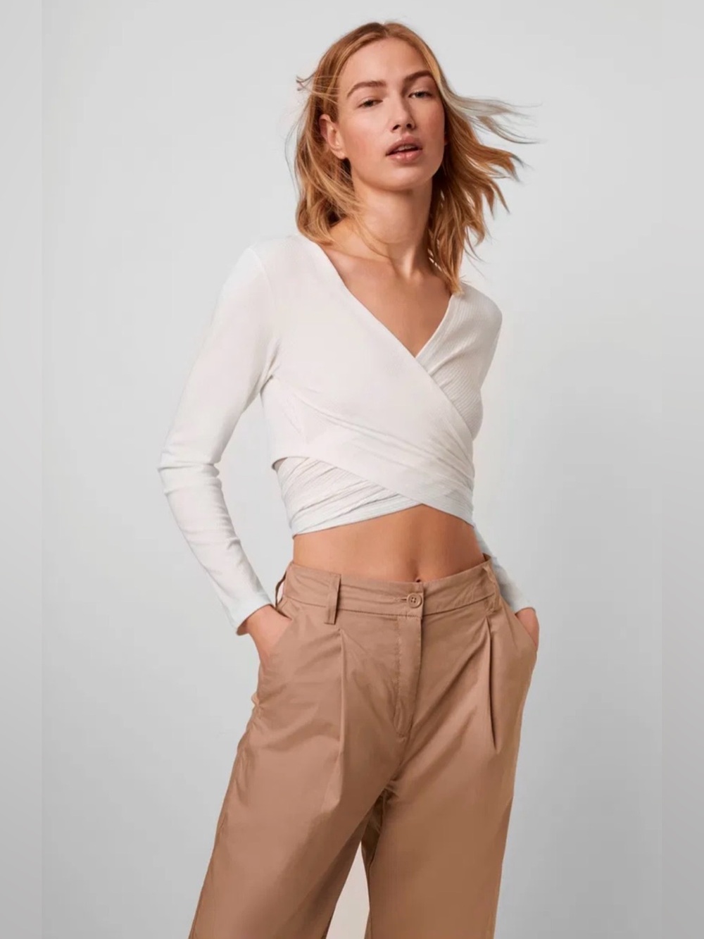 French Connection Summer White Samaya Wrap Top NWT Small